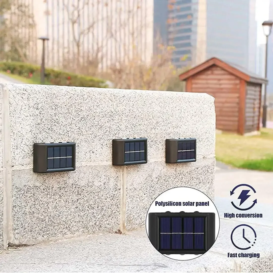 4/6/8/LED Lampada da parete solare Esterna Impermeabile ad energia solare Luce SU e giù Illumina la decorazione del cortile del portico del giardino domestico