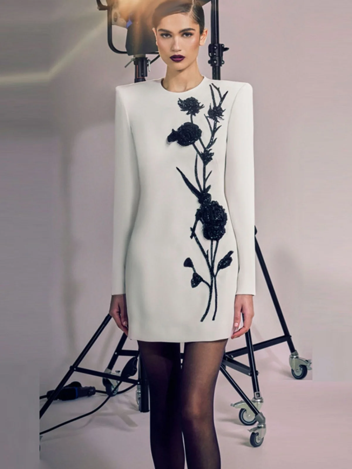 

Faionable Star Heavy Embroidery 3D Flower Beaded Dr Ele Lady Small Ceremony Spring Autumn New Arrival Women's Dr