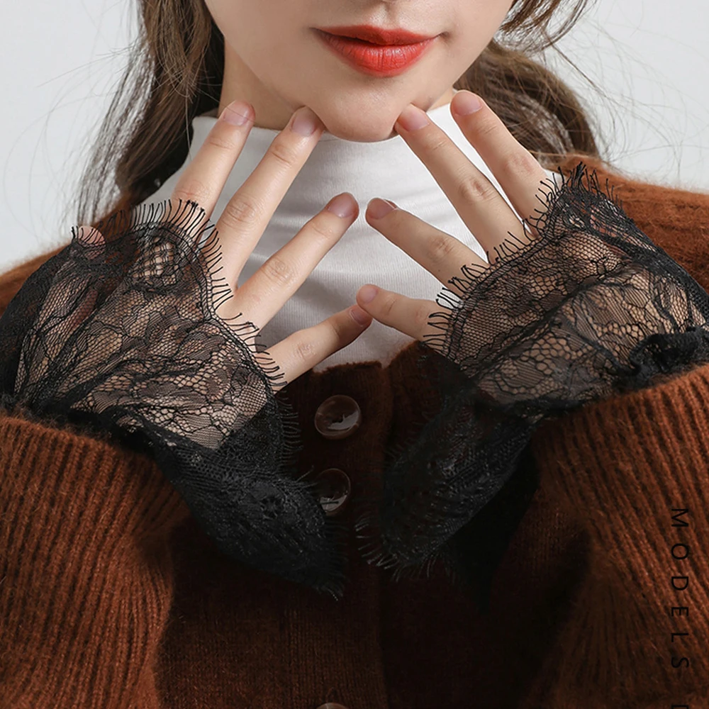 White Black Elastic Lace Cuffs Removable Sleeves Wedding Bridal Gowns Accessories Sweater Cuff Cosplay Costume Accessories