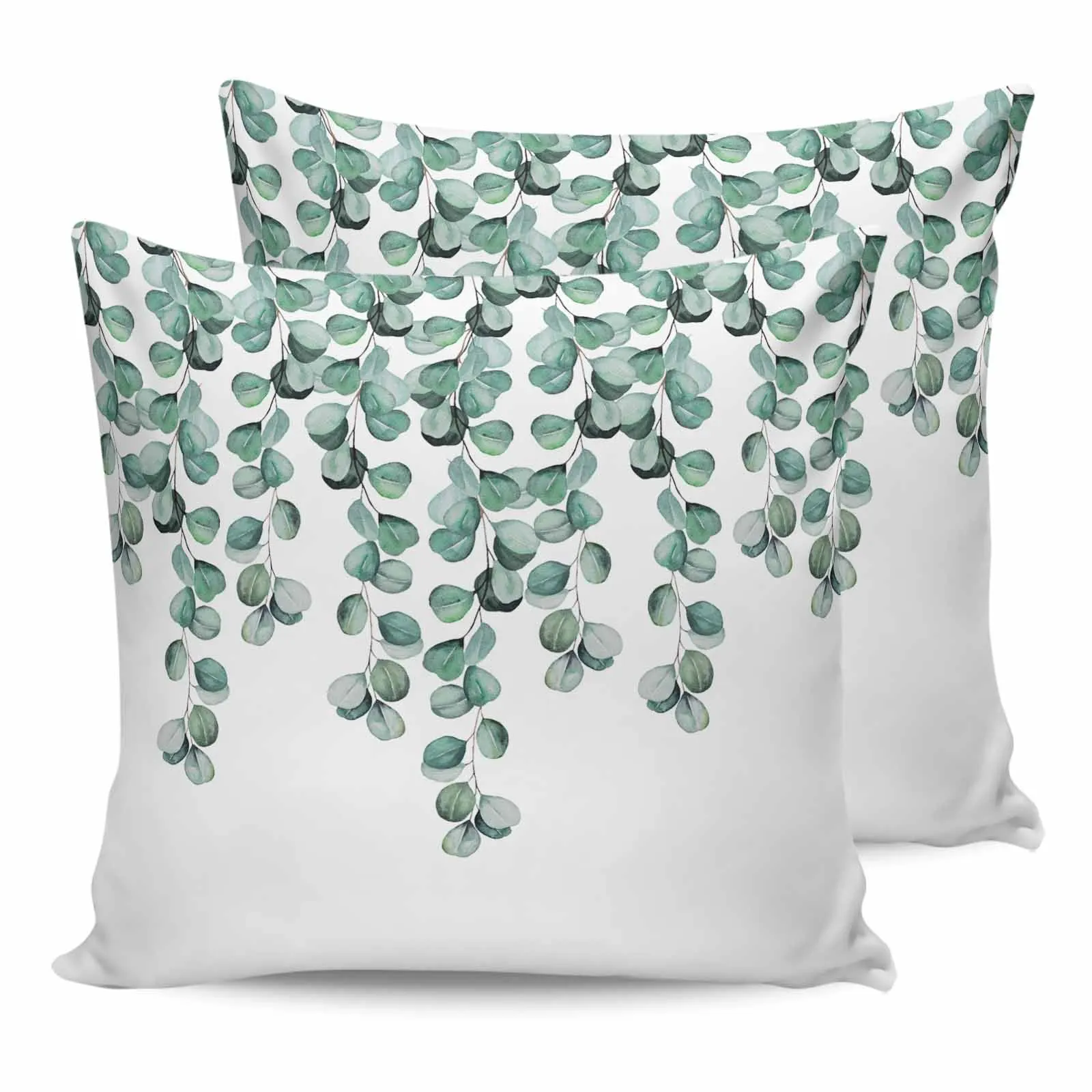 2/4 Pcs Eucalyptus Leaves Branches Texture Waterproof Pillowcase Office Sofa Throw Pillow Case Car Cushion Cover Home Decor