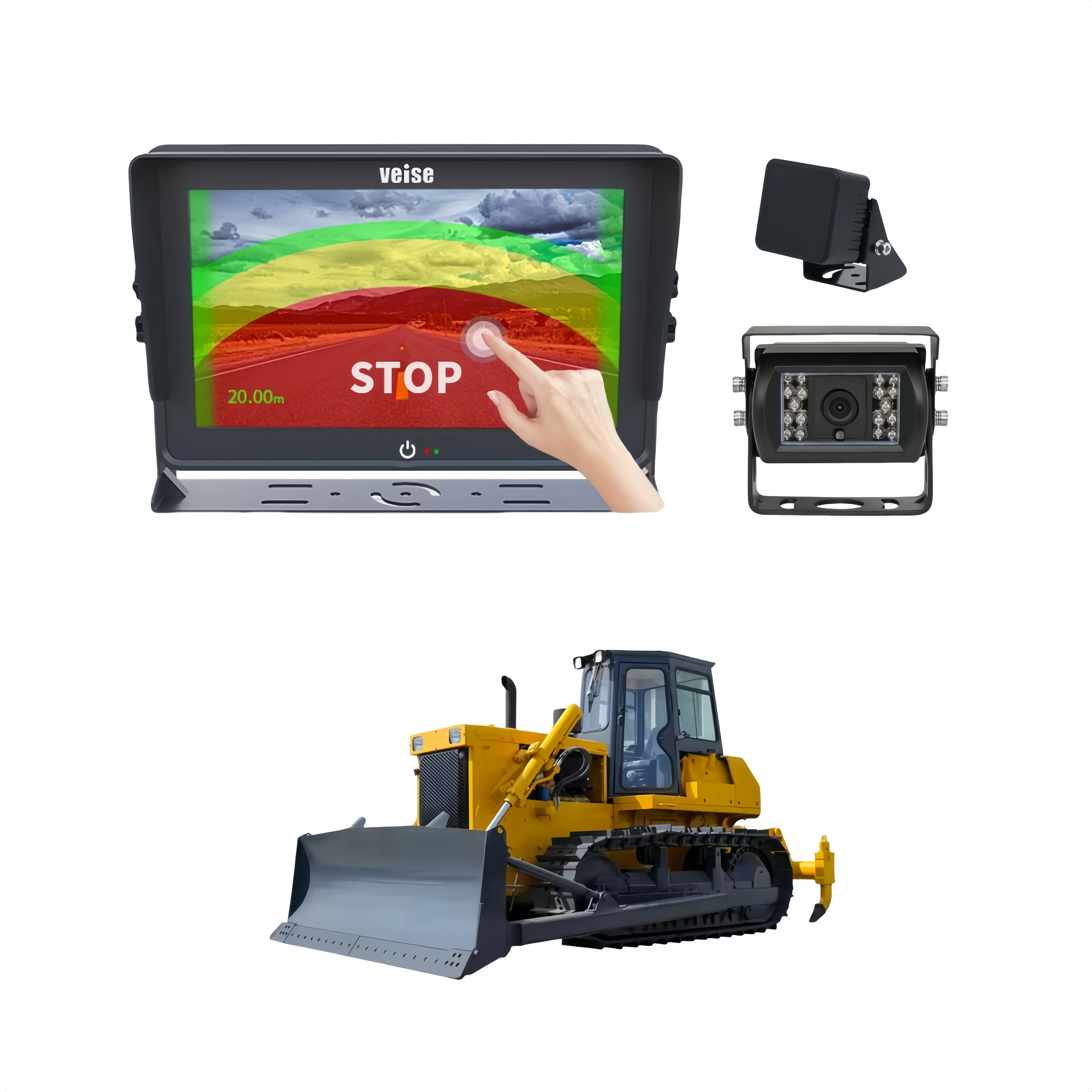 

Real-Time Alert Millimeter Wave Radar And Waterproof Reverse Camera System With 7" Touch Screen For Construction Crawler Loader