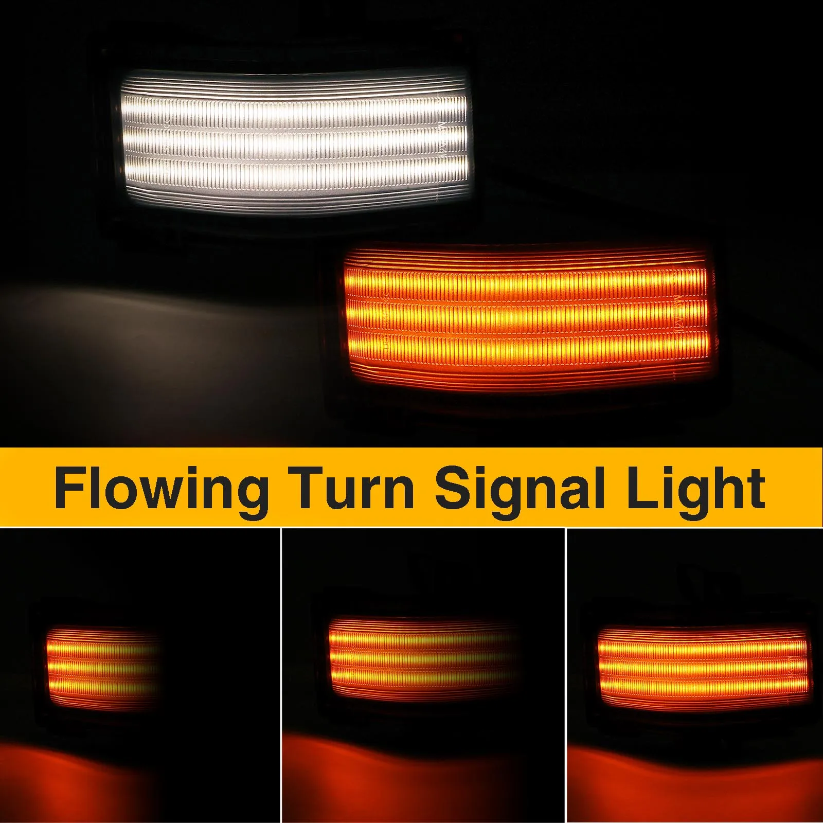 

LED Rear Side Mirror Marker Light DRL Amber Sequential Turn Signal for Ford 2015-2022 F150 2017-2022 F250 F350 F450 super duty