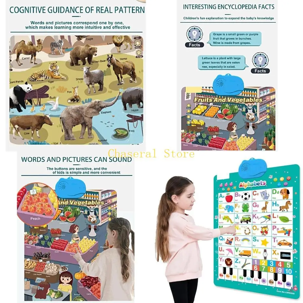 

E7CE Interactive Wall Chart Toy for Toddler Cogntive Skill Educational and Learning Toy Enhancing Proficiency for Preschools