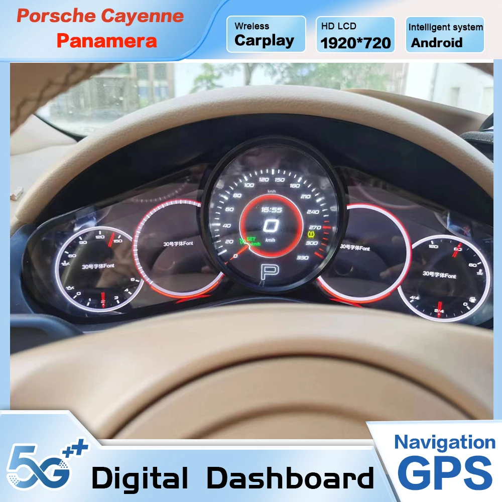 

Car LCD Digital Cluster For Porsche Cayenne Panamera 12.3 Inch Screen Virtual Cockpit Speedometer Dashboard Instrument Panel