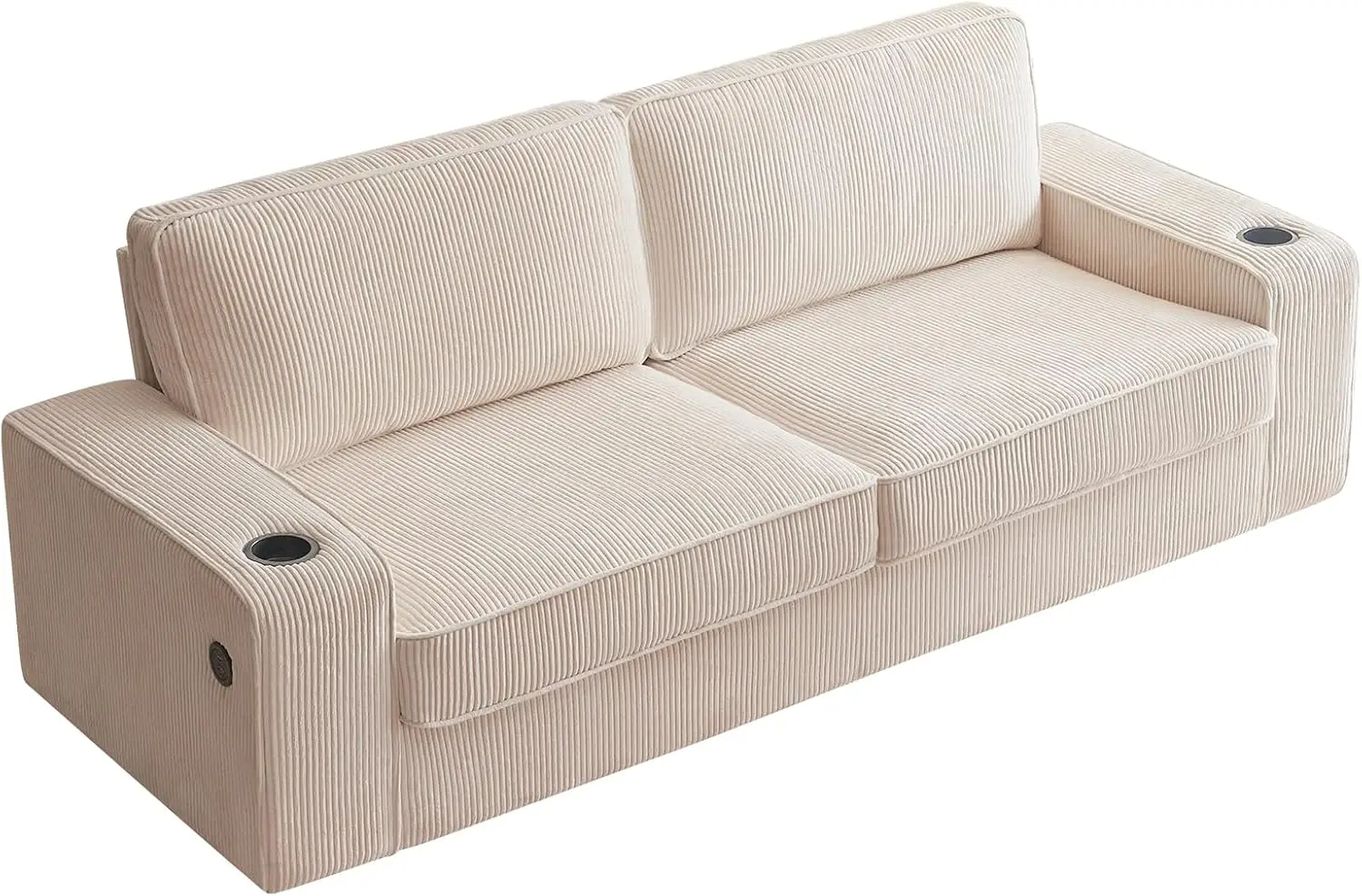 89 inch Modern Sofa with USB Charging Ports & Cup Holders, Deep Seat Sofa Couch- Comfy Couch for Living Room (Beige Corduroy)