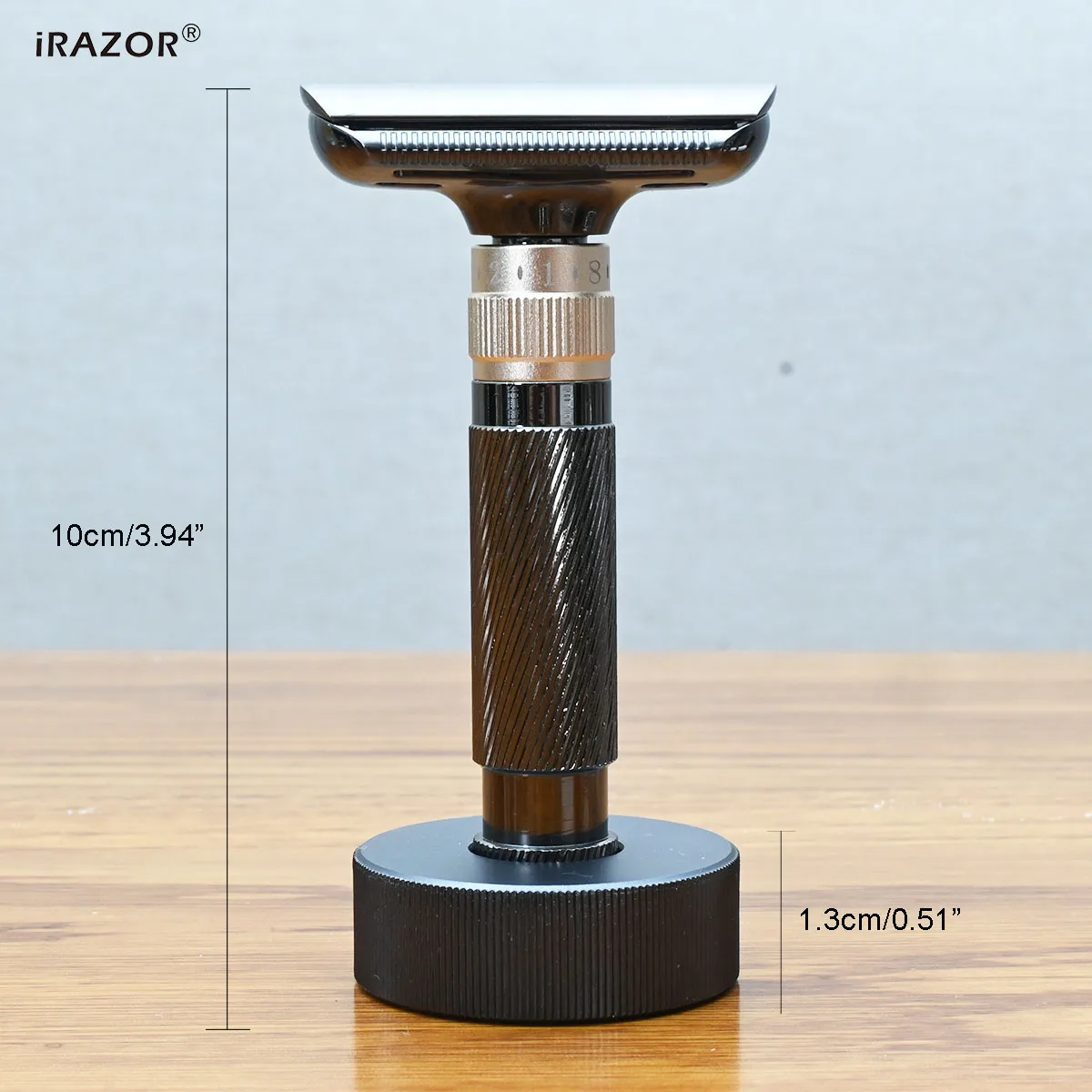 iRAZOR New Luxury Black Adjustable Safety Razor Classic Stand Holder for Men Daily Shaving Grooming Tool with 5 Gift Blades