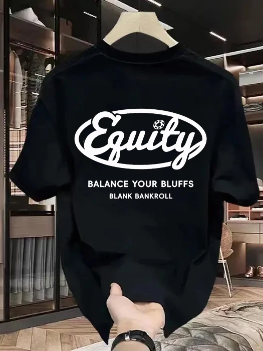 クリエイティブevプリントコットンポーカーtシャツメンズサマールーズフィット半袖カジュアルスタイルラウンドネック通気性快適