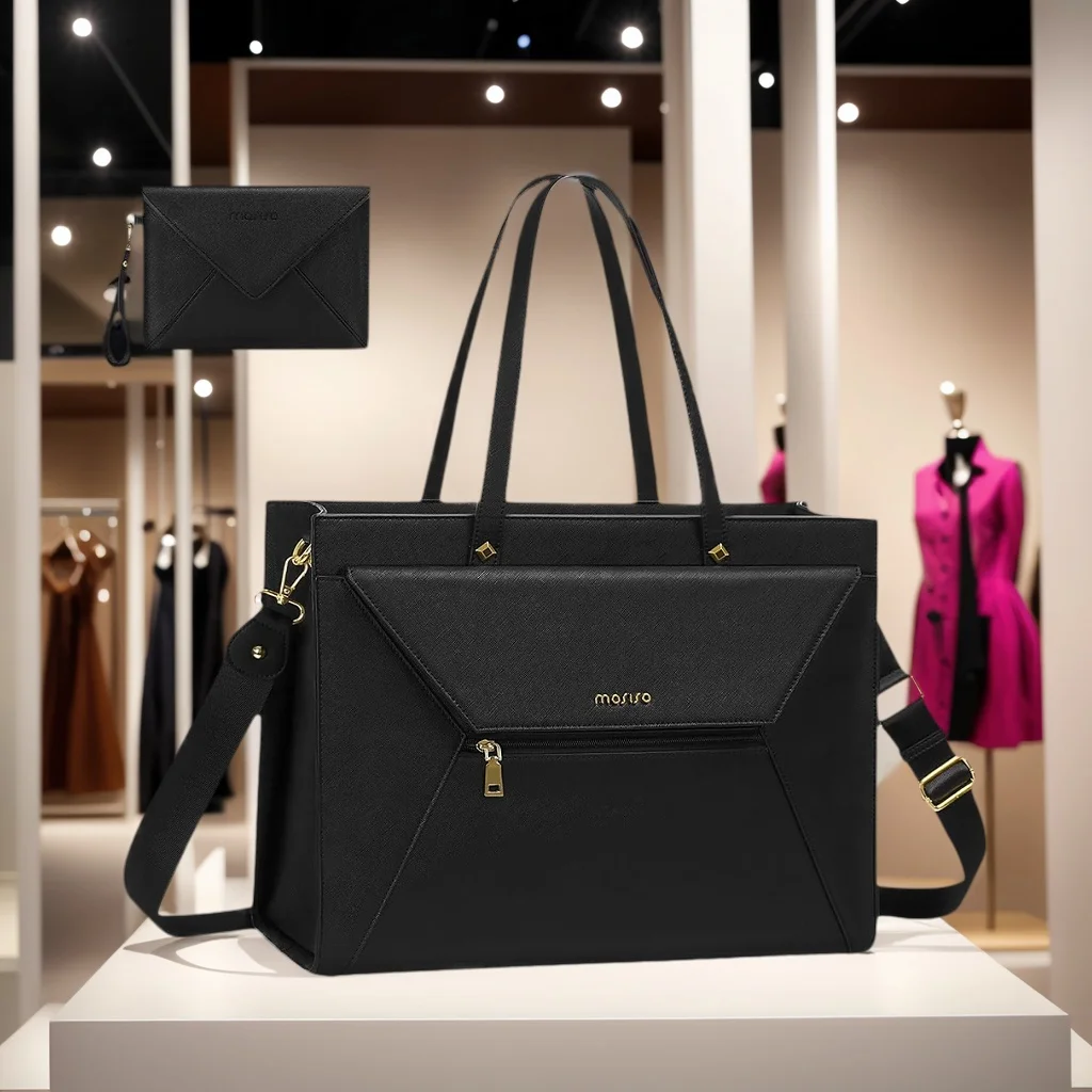 

MOSISO Laptop Tote Bag for Women 15.6 Inch Waterproof PU Leather Bags Business Office Work Briefcase Fashion Office Bag