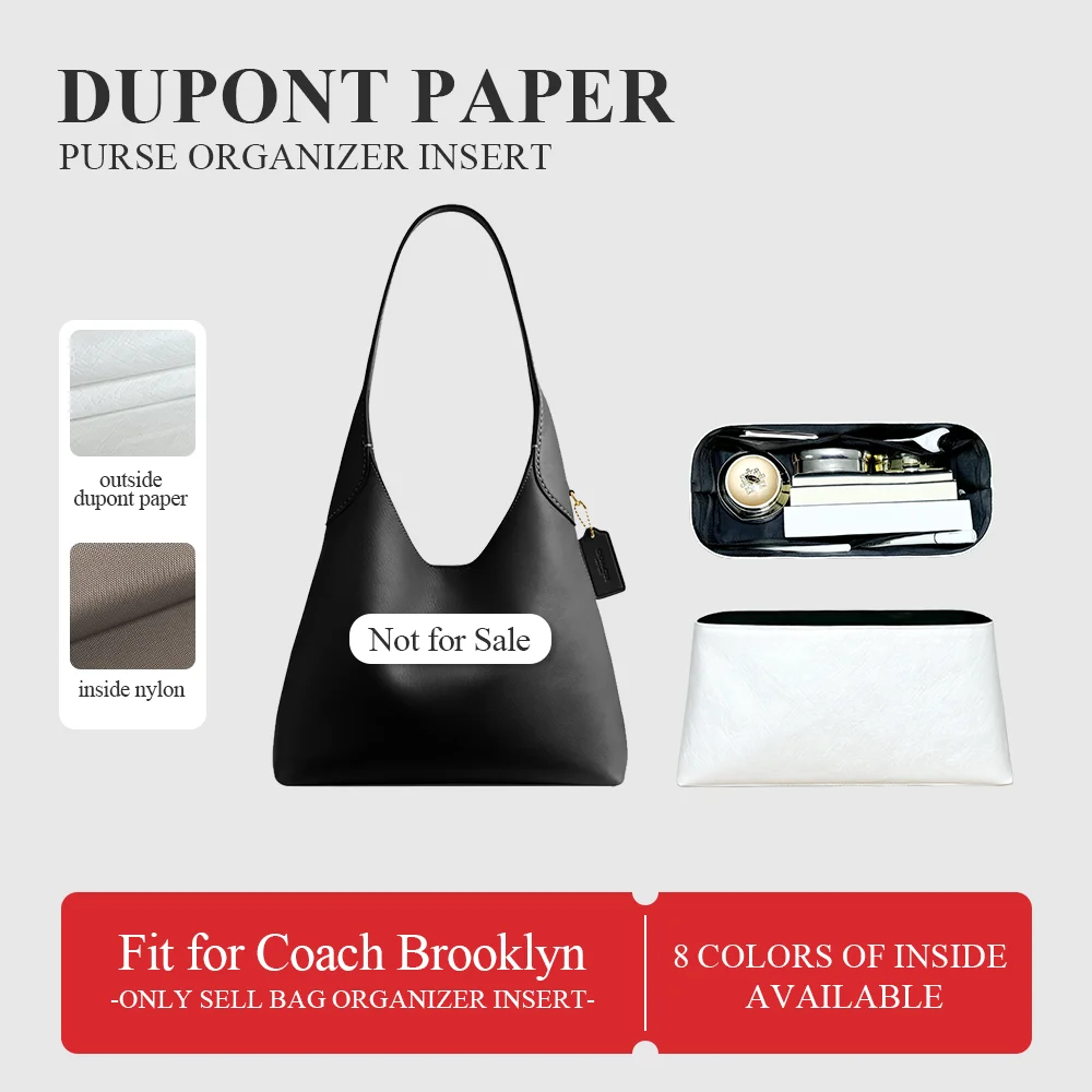 Dupont Paper Purse Organizer Insert Fit for Coach Brooklyn 23/28 Lightweight Inner Liner Storage Bag In Bag Inside Makeup Bag