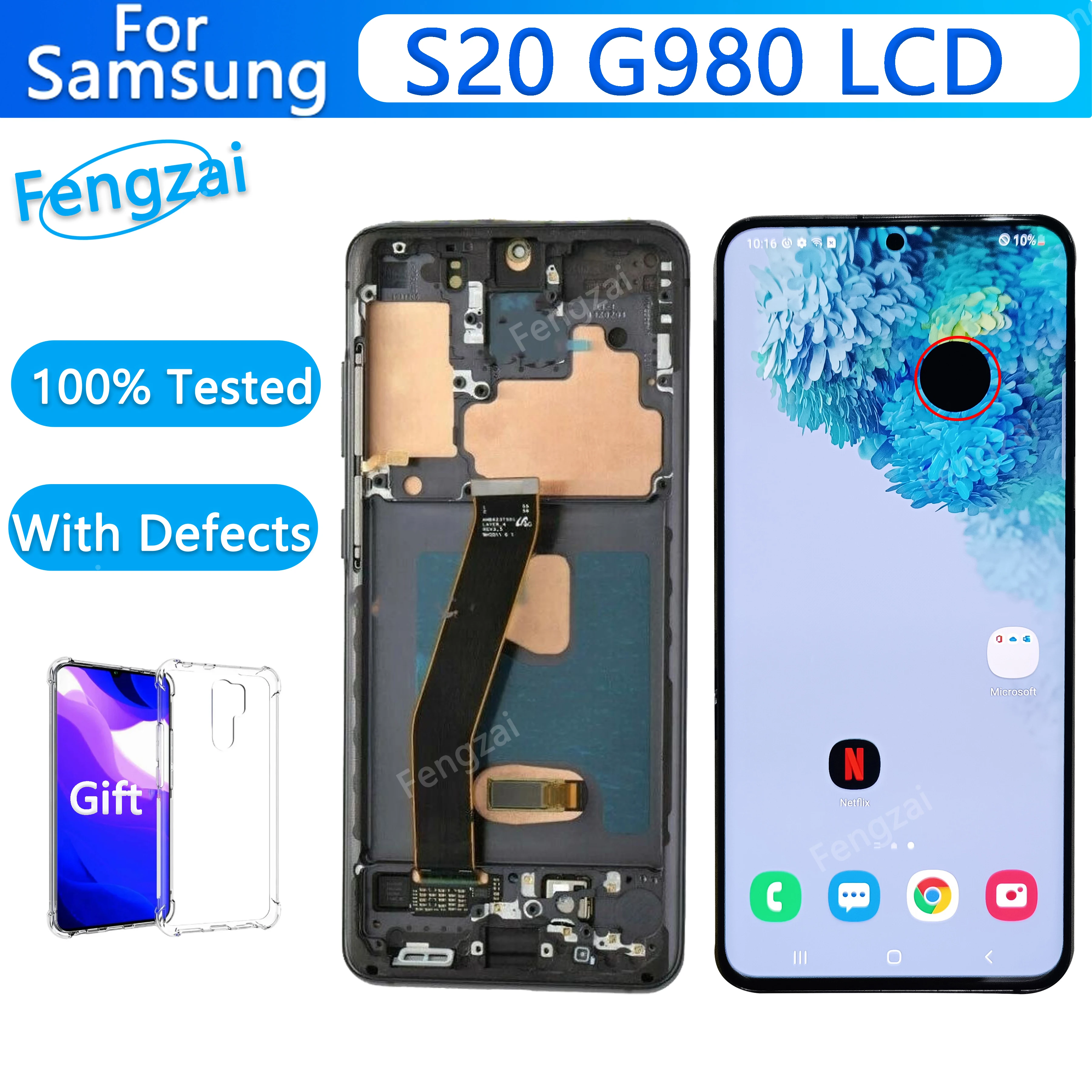 

ЖК-экран для Samsung Galaxy S20 G980 G980F SM-G980F/DS 6,2 "ЖК-дисплей SUPER AMOLED с сенсорным экраном и дигитайзером в сборе