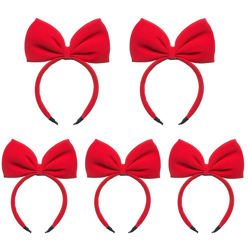 5 pcs/lot Halloween Red Pink Minnie Mickey  Ears Headband For Kid Adult Festival Party Big Bow Hairband Women Girl Hair Headwear