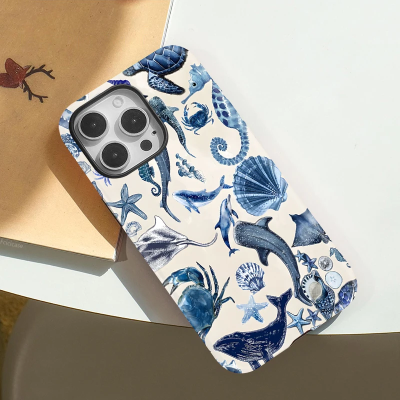 Fcicicase Matte Phone Case for iPhone 17 16 15 Pro Max 14 Plus 12 13 11 Air For Magsafe 2 in 1 Magnetic Shark Sea Animals Cover - view 6