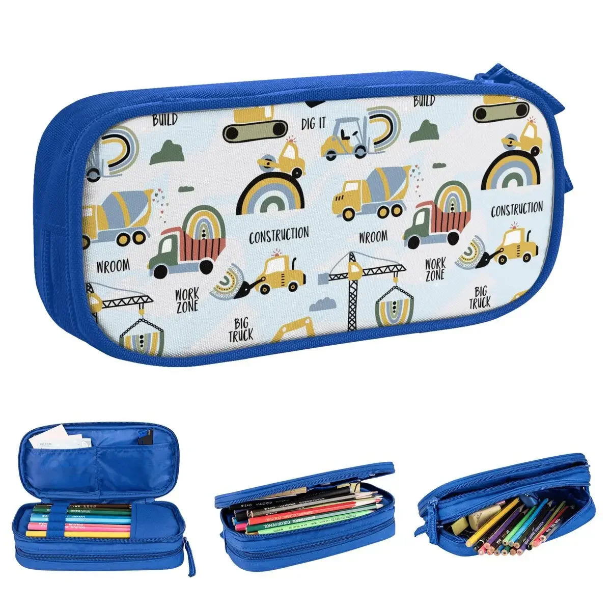 Excavators Vehicle Pencil Case Construction Trucks Pencilcases Pen Holder Kids Big Capacity Bag School Supplies Stationery