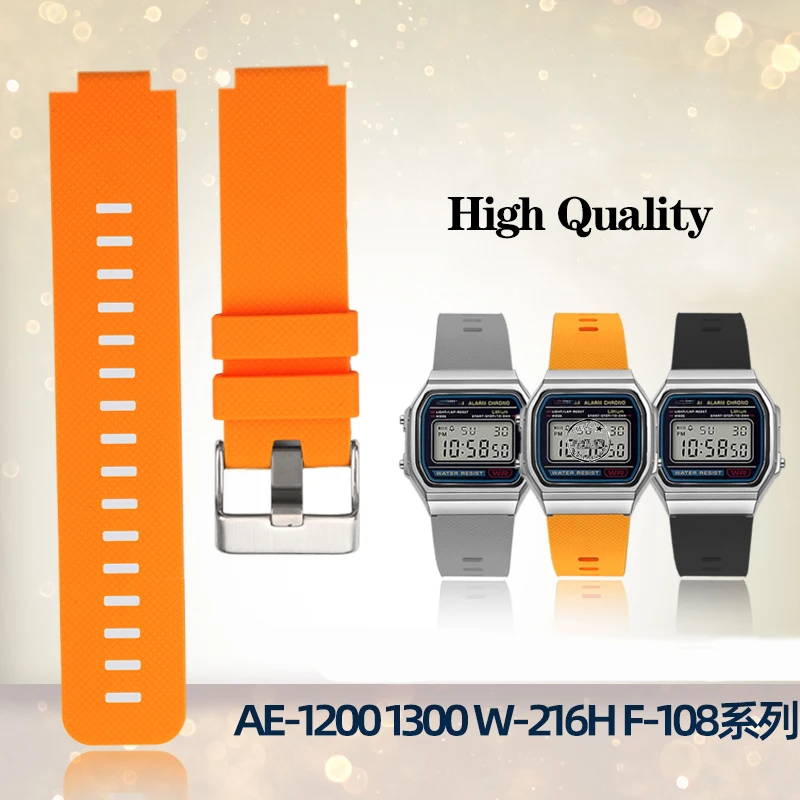 Silicone Rubber Watch Strap For Casio AE1200 AE-1200 AE-1300 A700 SGW-300/400 A158 A159 A169 Waterproof 18mm Bracelet Watchband