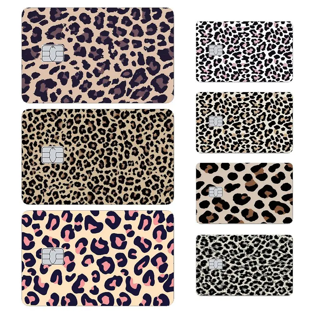 New Leopard Print Card Stickers Cartoon Decorative Small Waterproof Chip 4PCS Card Sticker New Anti-Scratch