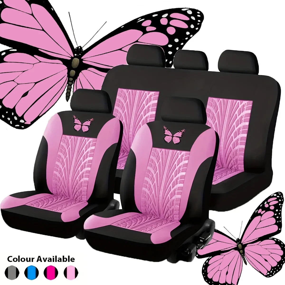 2/5-Seater Car Seat Covers - Butterfly Tire Pattern, Thickened & Wear-Resistant Fabric, Breathable and Dustproof Seat Cover
