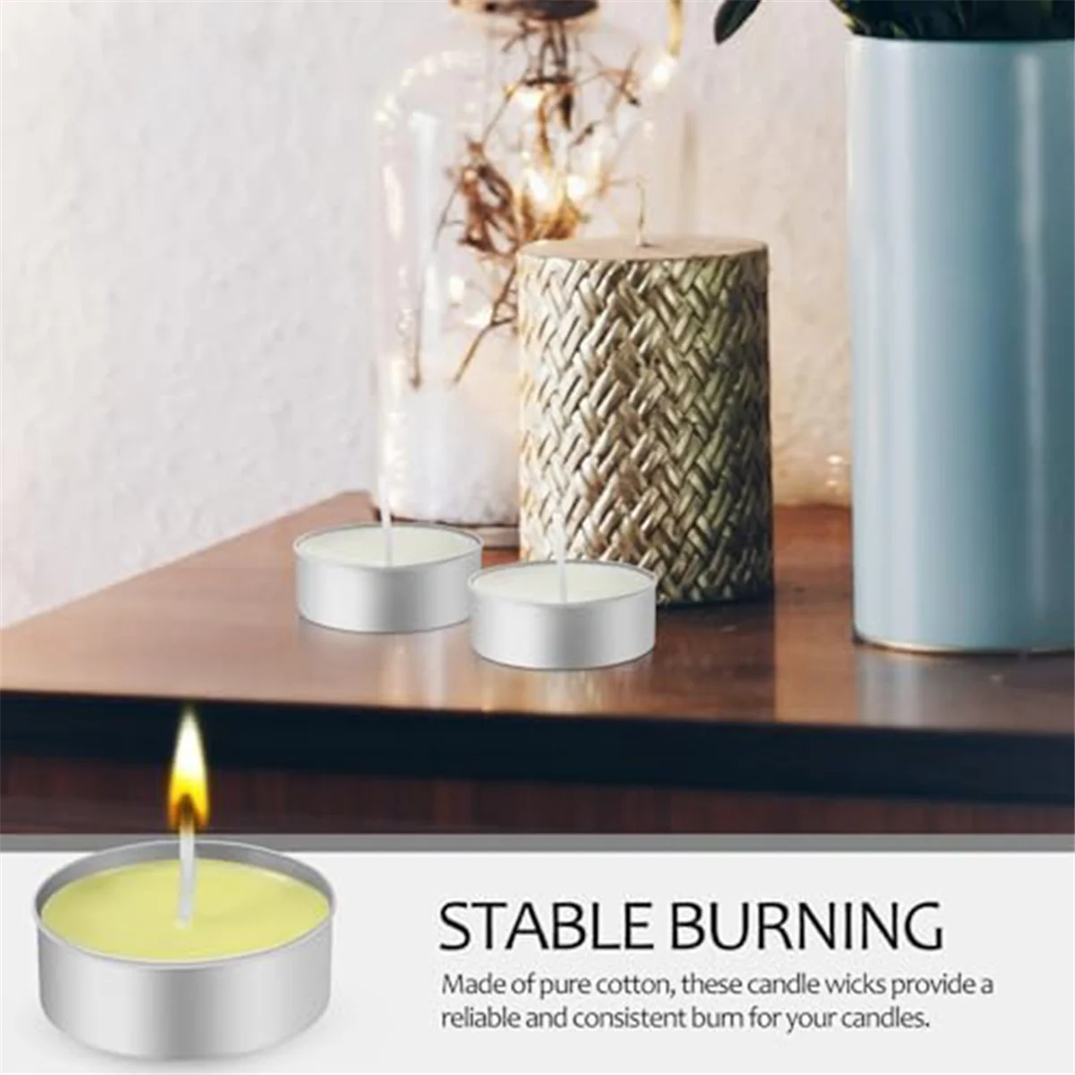 

150Pcs Aluminum Tea Lights Cups, Metal Tea Light Tins with 150 Pcs Candle Wicks Empty Candle for Candle Lovers ST