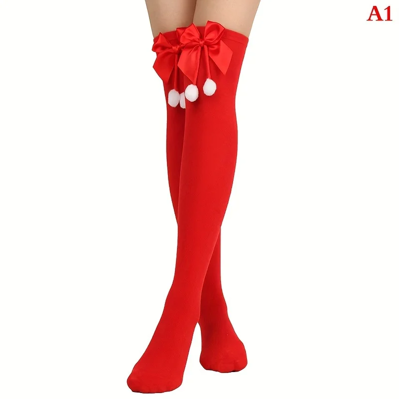 Fashion Christmas Women\'s Socks Striped Long Stockings Christmas Decorations High Socks Striped Knee Sock Comfortable Sox Female