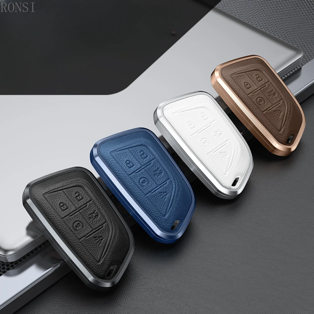 

Alloy Leather Car Key Cover Case Shell For Cadillac CT4 CT5 ATS CT6 XT5 ESV SRX STS XTS CT4-V C8 Escalade Corvette Accessories