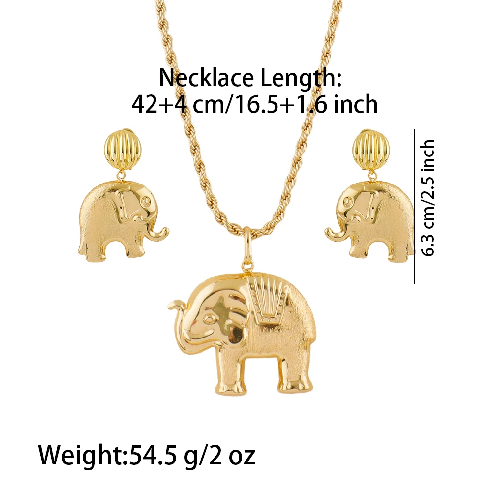 YM Jewelry Set for Women Copper Gold Plated Earrings Necklace Dollars Elephant Pendant Wedding Party Jewelry Gift Classic Trendy