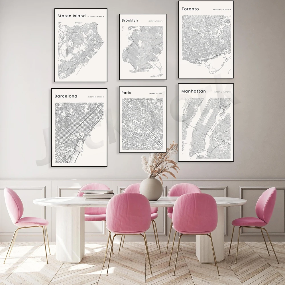 BARCELONA，THE BRONX，STATEN ISLAND，QUEENS ，MANHATTAN，BROOKLYN，MADRID City Map Print, City Print, Travel Wall Art, Map Gift