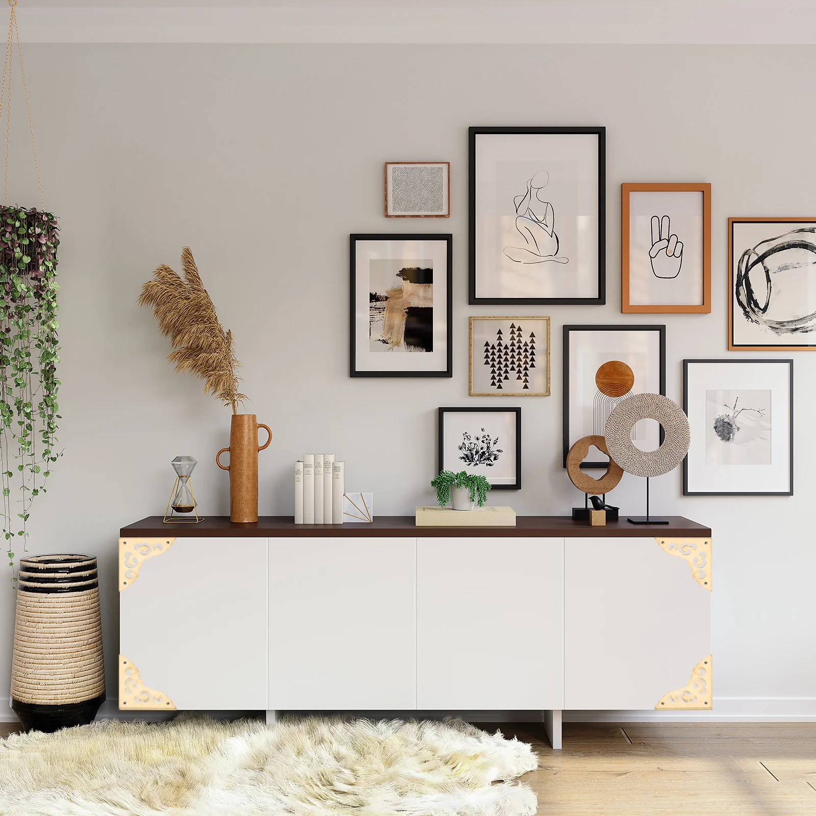 

4 pcs Brass Protectors Heavy Duty Corner Brackets For Shelf Table Chair Support Joint Bracket Hardware Corner Shelf Bracket