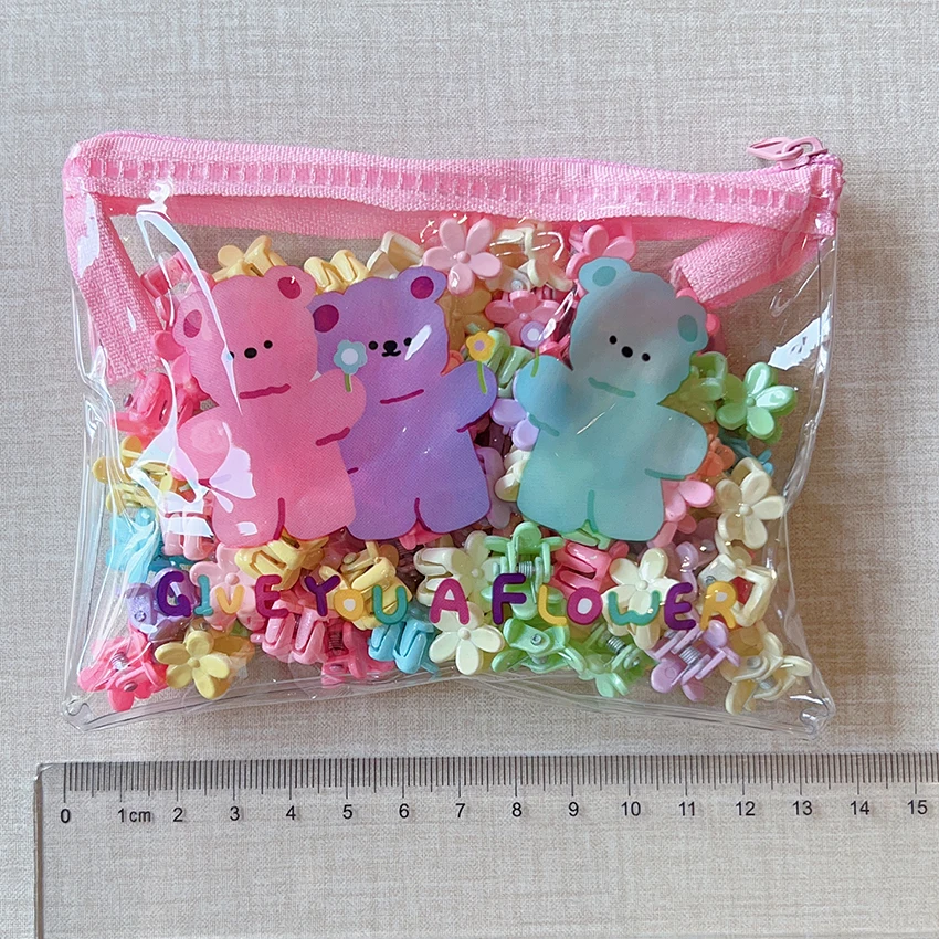 50/100 Stück/Packung Neue Bonbonfarbene Mini-Blumen-Erdbeer-Haarspangen für Mädchen, Kinder, Kleinkinder, Frauen, modische, schmerzfreie Haaraccessoires – Detail 4