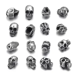 1 piece/lot Stainless Steel Small Hole Skull Beads Spacer String Charms for Beaded Bracelets DIY Jewelry Making Accessories