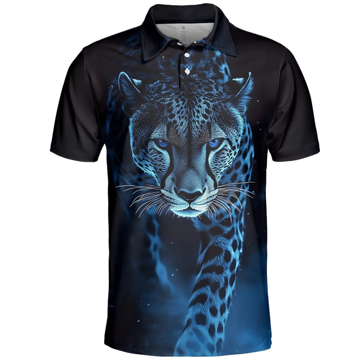 

Fashion Leopard Pattern 3D Print Polyester Men's Polo Shirt Funny Animal Graphic Tops Casual Breathable Short Sleeve Lapel Shirt