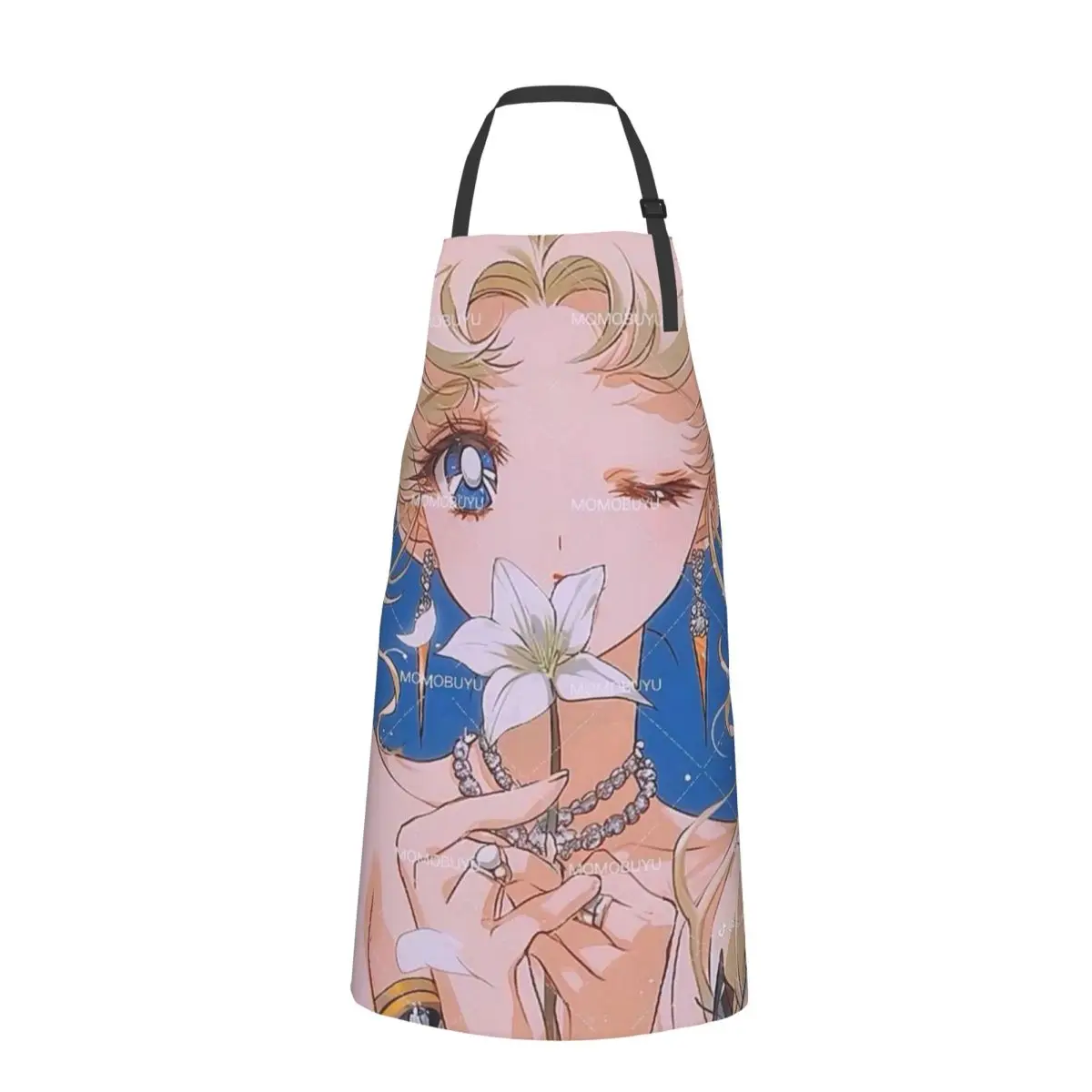 SAILOR-MOON~ Fashion Dacron Kitchen Apron for Women Men Pinafore Cleaning Tools Custom Apron Birthday Gift