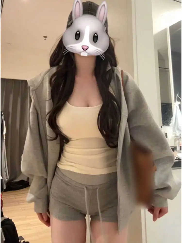 

Повседневный спортивный костюм в корейском стиле: уникальный, очень милый комплект из худи и шорт, новая весенняя модная женская одежда