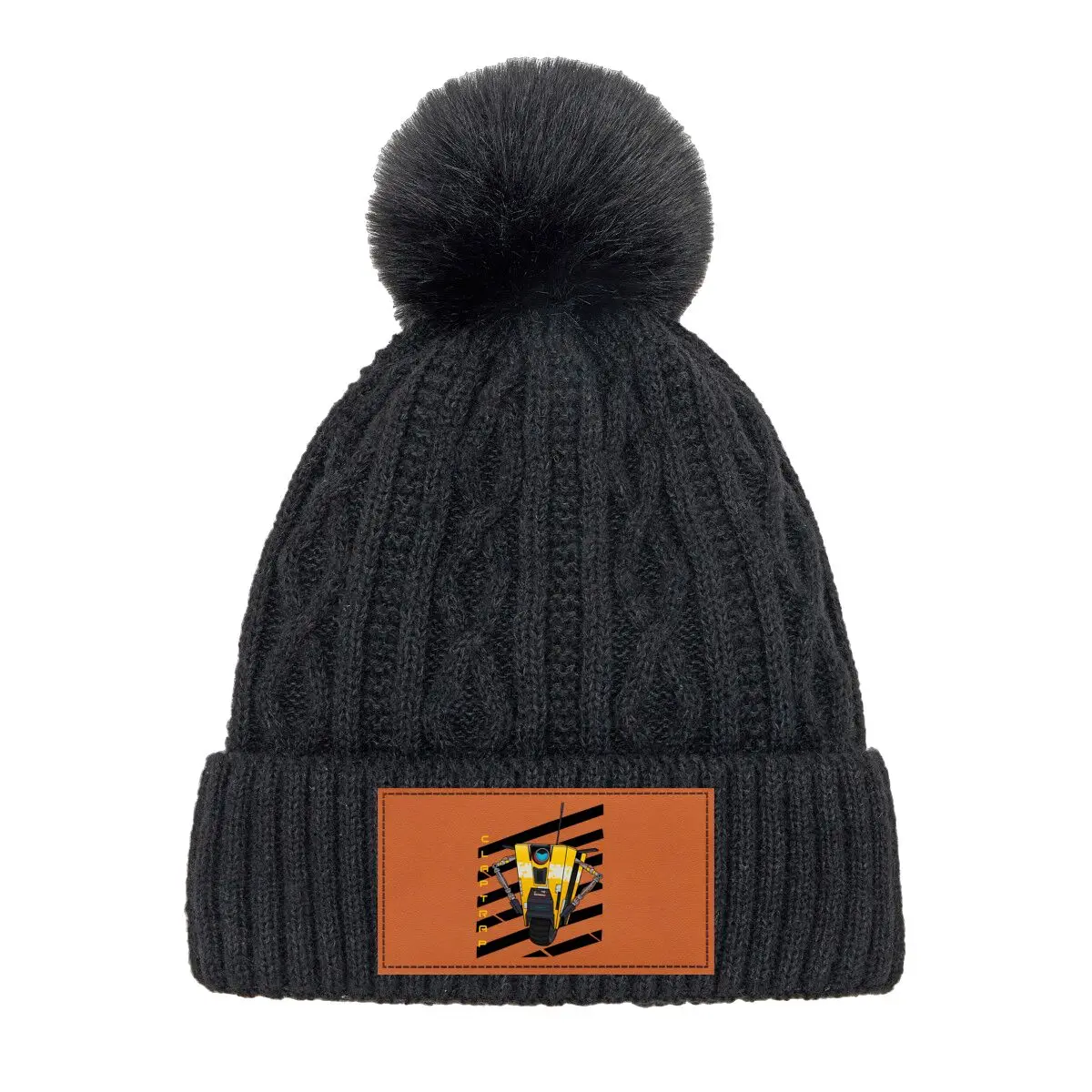 Chapéu de malha com pompom da moda Claptrap from Borderlands para compras e encontros