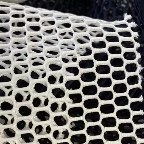 Large Grid Fabric Hexagonal Thick Coarse Mesh Layer for Beach Bags Openwork Silhouette Garment Black And White,Apparel Cloth