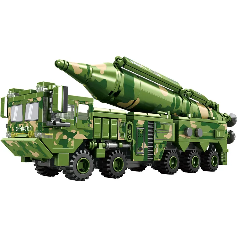 WW2 ทหารถัง Building Blocks รถบรรทุกรุ่นถังและ Medium Range Missile Launcher ชุดของขวัญของเล่นเด็ก