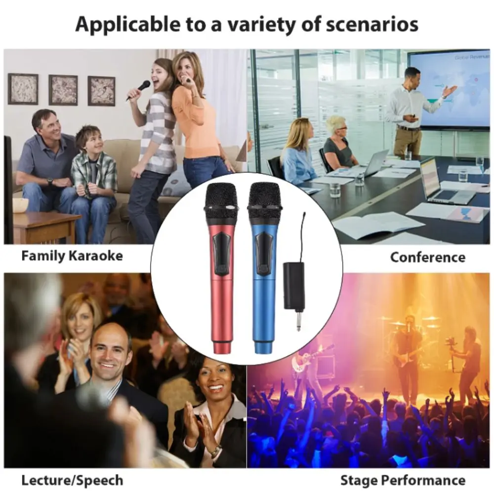 ميكروفون لاسلكي قابل لإعادة الشحن عالي الجودة مضاد للعواء نظام ميكروفون لاسلكي التوصيل والتشغيل مفتاح الطاقة