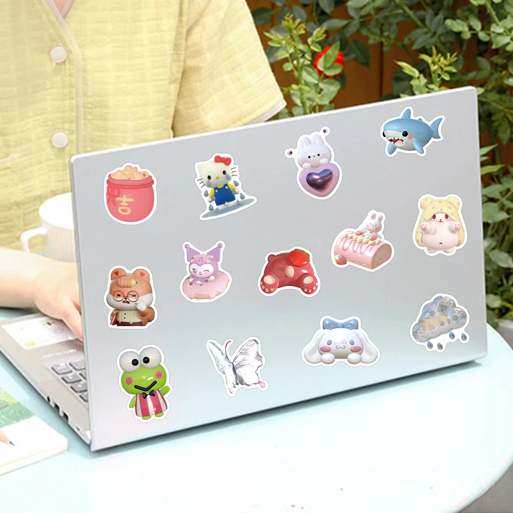 59/110pcs Mixed 3D Anime Sanrio Stickers Hello Kitty My Melody Kuromi Cinnamoroll Vinyl Girls DIY Laptop Guitar Sticker Decals