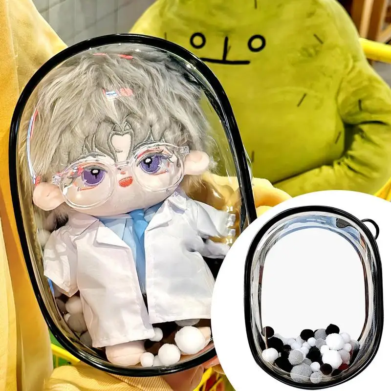 Espessado Clear PVC Doll Bag Bolsa de armazenamento ao ar livre Chaveiro, Pingente de saco transparente, Zíper colorido