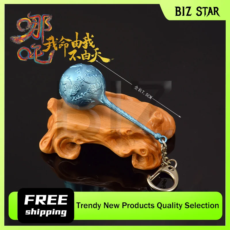 7.5cm/2.95in ne zha 2 anime periféricos ao beng mar sal pérola mexilhão martelo metal artesanato arma modelo anime espada chaveiro presente