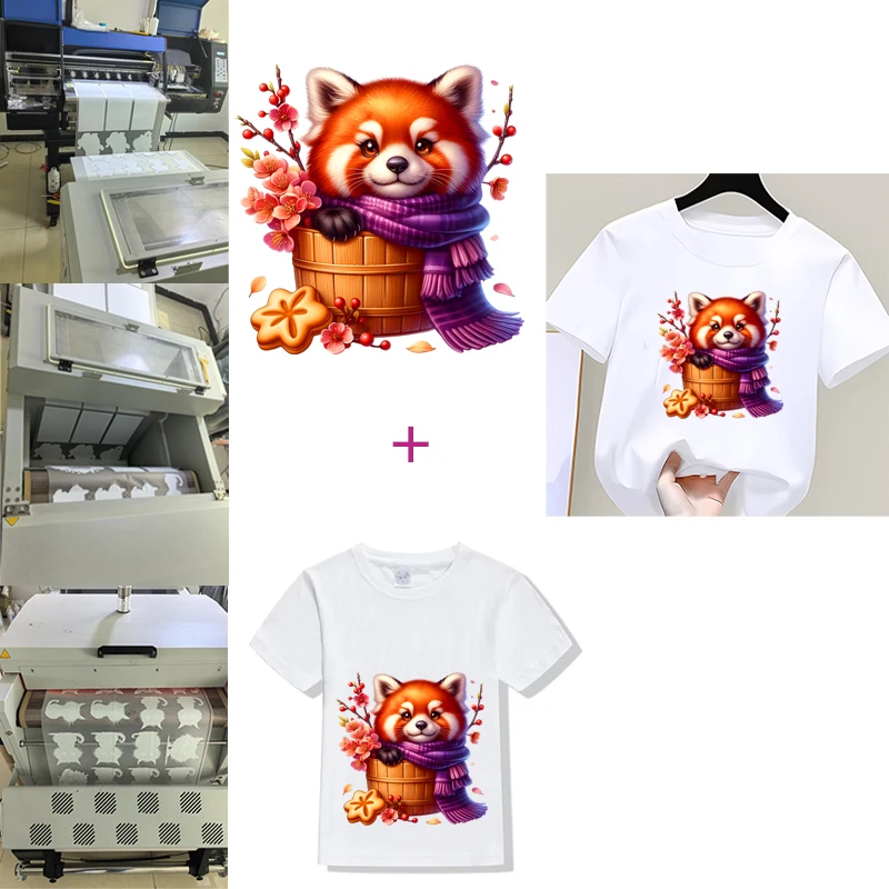 Maple leaves, autumn harvest, animals in the bucket heat transfer iron on printing vinyl stickers T-shirt DIY Toy doll clothing