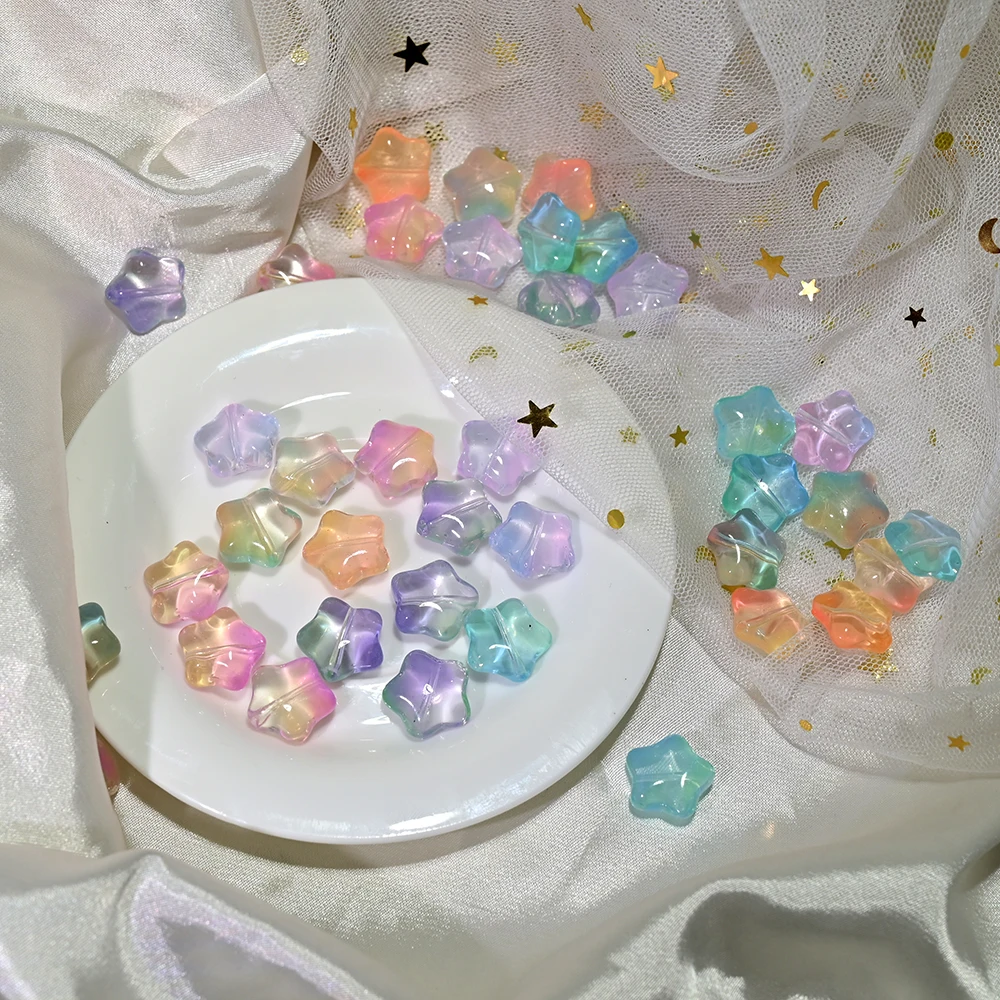 10 Stück 15 mm bunte Lampwork-Glasperlen, Stern-Anhänger, Perlen für DIY-Schmuckherstellung, Basteln, Armbänder, Ohrringe, handgefertigte Accessoires