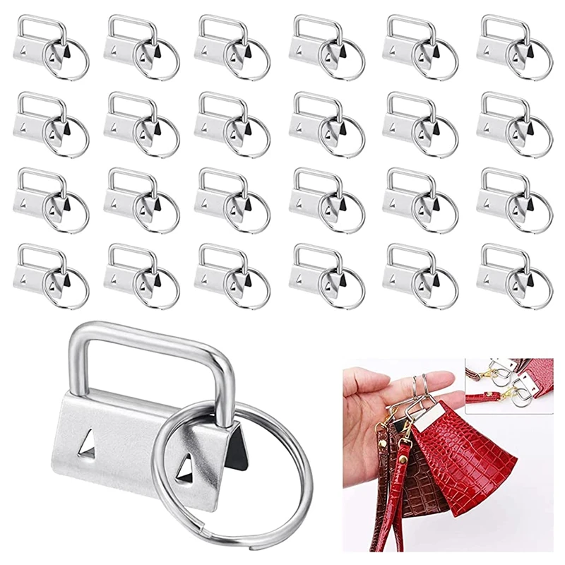 40 buah klip ekor anyaman kunci Fob perangkat keras 25Mm gantungan kunci cincin terpisah dengan alat tang untuk pergelangan tangan gelang katun klip ekor