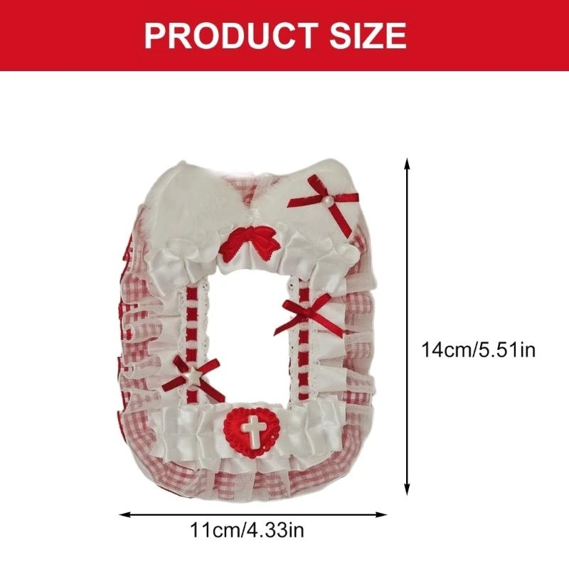 D46D Mèo sang trọng dễ thương Người giữ photocard với viền ren và tay áo cúp chuỗi đính cườm cho trang trí khóa hoặc túi quyến