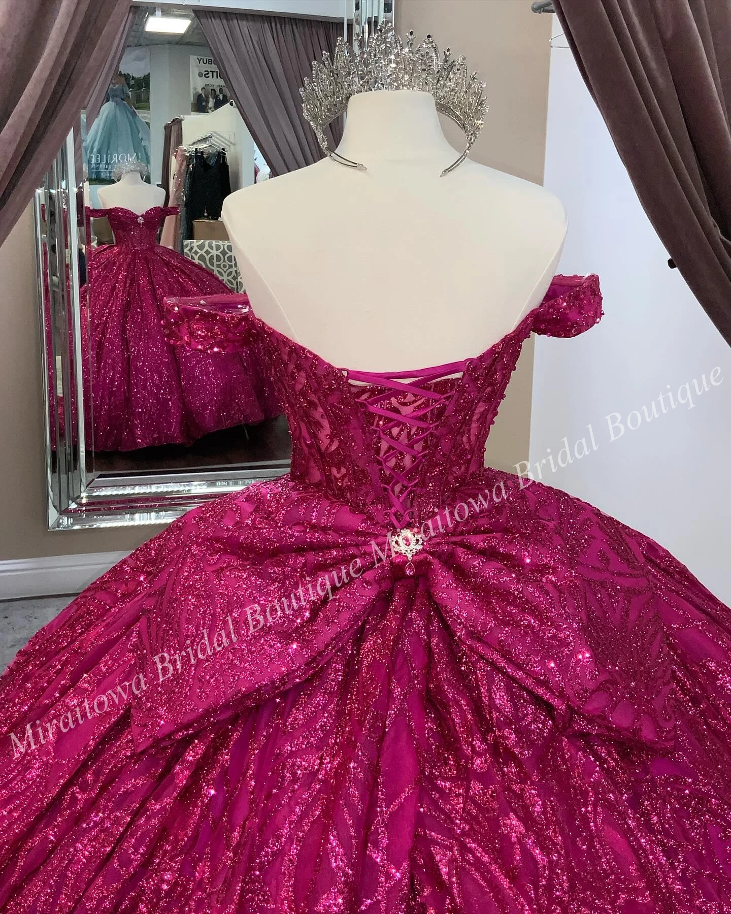 Vestido de quinceañera de tul con purpurina brillante, lazo trasero desmontable, Bola de quinceañera mexicana, dulce vestido de fiesta de cumpleaños para niña del 15 °, 15/16