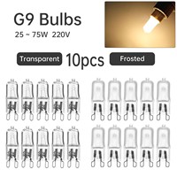 10pcs G9 25W 40W 60W 75W 220-240V Halogen Light Bulbs 2 Pin Base Dimmable Bulbs Long Life Microwave Ovens Candle Warm Light Bulb