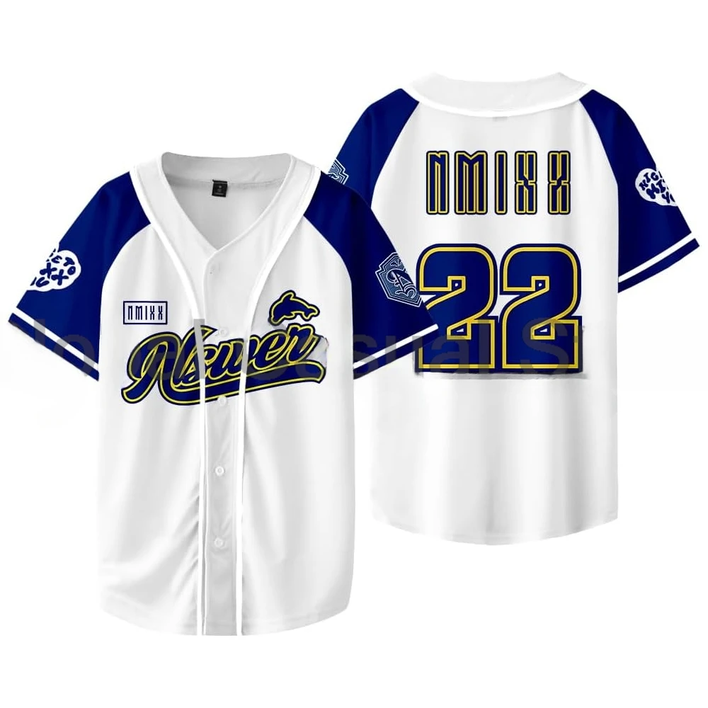 

KPOP NMIXX Baseball Jersey T-shirt LILY HAEWON SULLYOON BAE JIWOO KYUJIN O-Neck Short Sleeve Graphic Tees K-POP Clothes