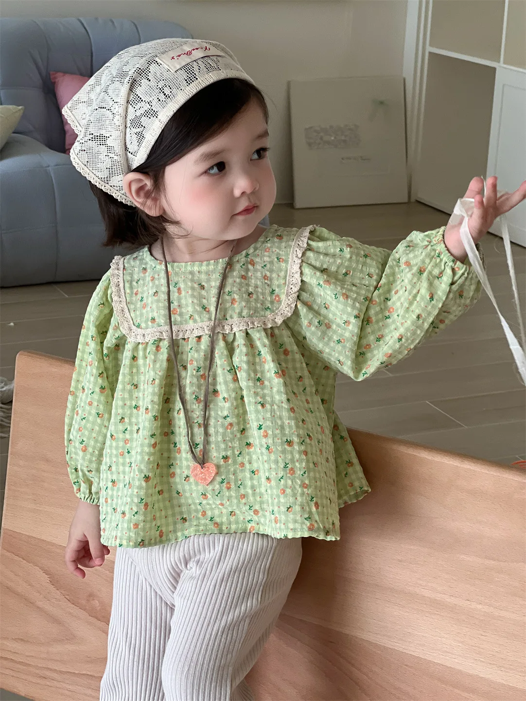 2025 Autumn New Baby Long Sleeve Loose Shirts Cotton Girls Cute Sweet Print Blouse Toddler Casual Plaid Tops Infant Clothes 5