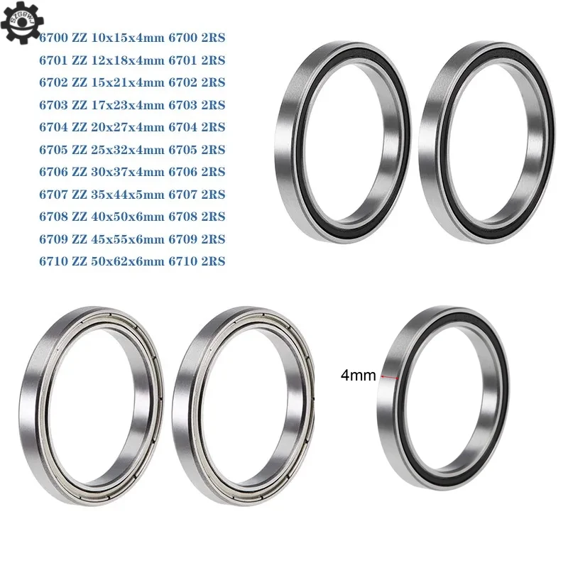 Rodamiento 608 6700 6701 6702 6703 6704 6705 6706 6707 6708 6709 6710 -2RS ZZ Rodamientos de bolas blindados de goma de pared ultrafina