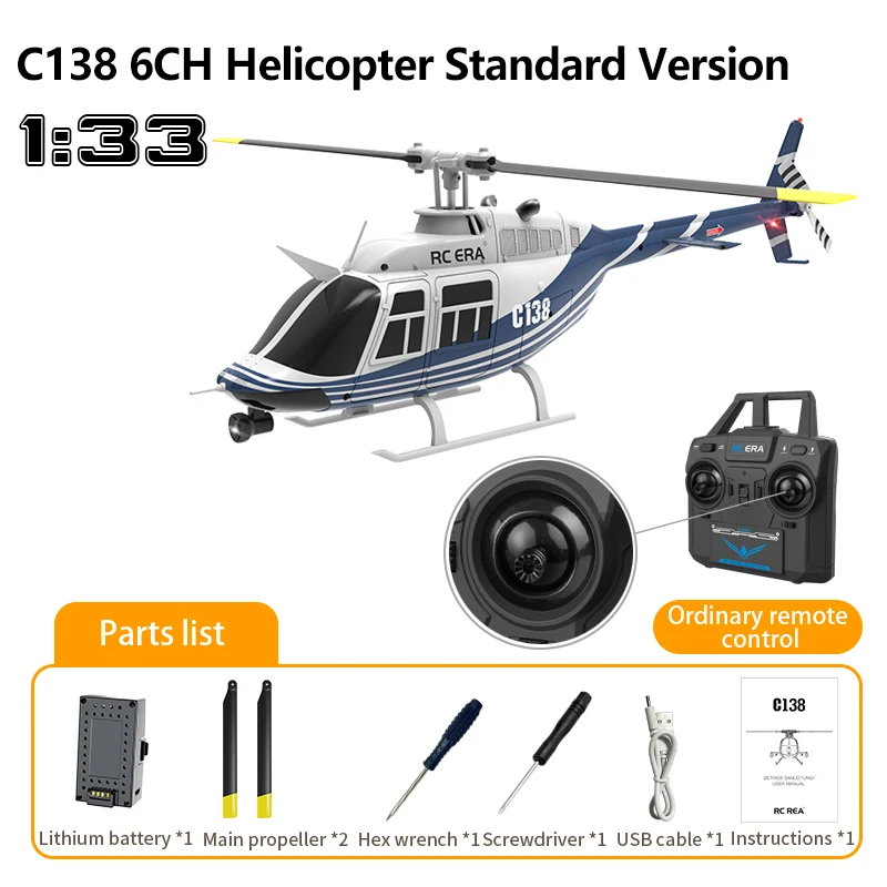 1:33 C138 RC Helikopter Upgrade Samolot 6-osiowy Gyro Wysokość Trzymaj 2.4G Zdalnie sterowany helikopter Samolot Zabawki dla dorosłego dziecka