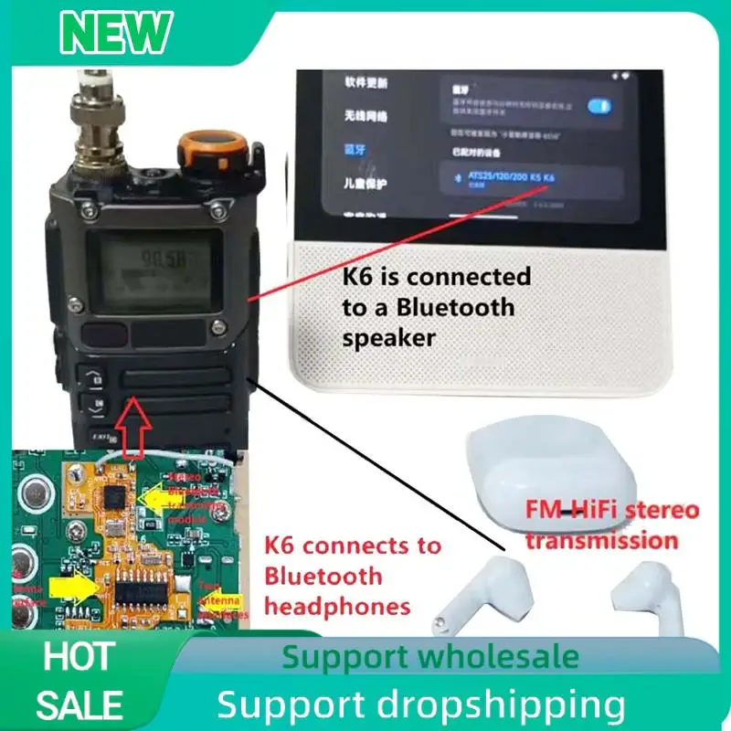 Solid SI4732 Modified Radio And Bluetooth Stereo Transmitter Module +2X2M Chip Multi-System Support For Quansheng UV K5 K6