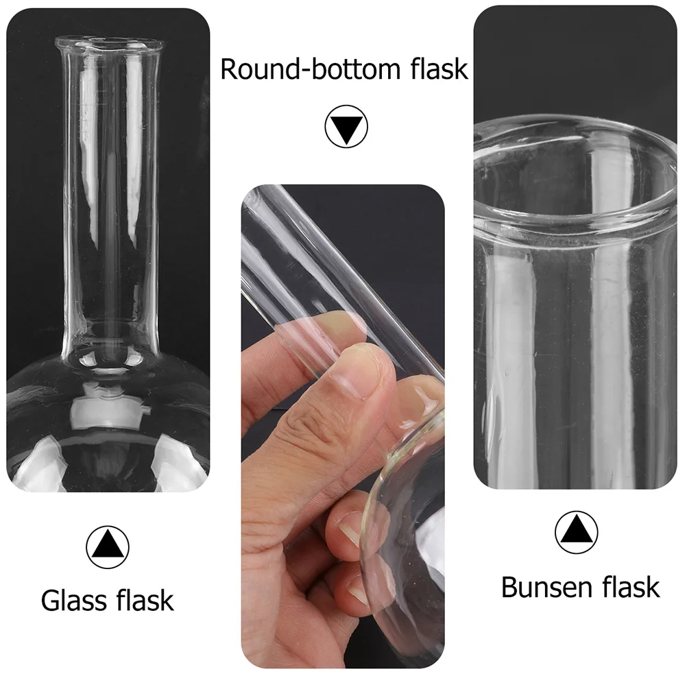 

2 Pcs Beaker Thin-mouth Glass Flask Laboratory Supplies Round Bottom Experiment Boiling Narrow Neck